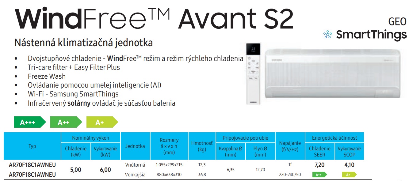 Klimatizácia Samsung Wind-Free Avant S2